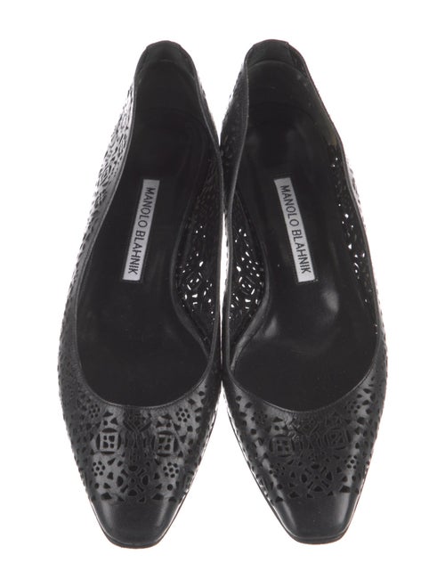Manolo Blahnik Leather Lasercut Accents Flats