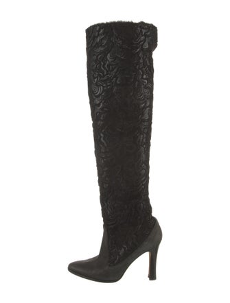 Manolo Blahnik Suede Glitter Accents Boots