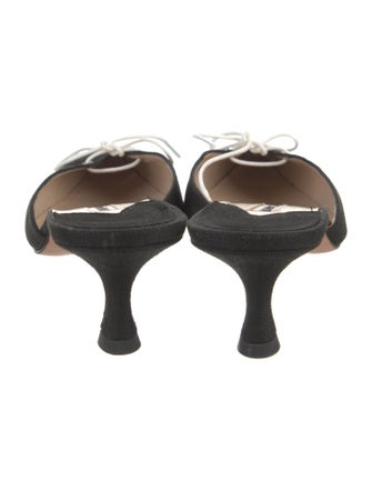 Manolo Blahnik Canvas Bow Accents Mules