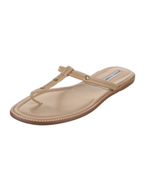 Manolo Blahnik Leather Studded Accents Slides