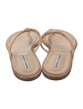 Manolo Blahnik Leather Studded Accents Slides