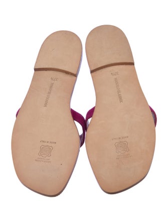 Manolo Blahnik Suede Keyhole Accent Flip Flops