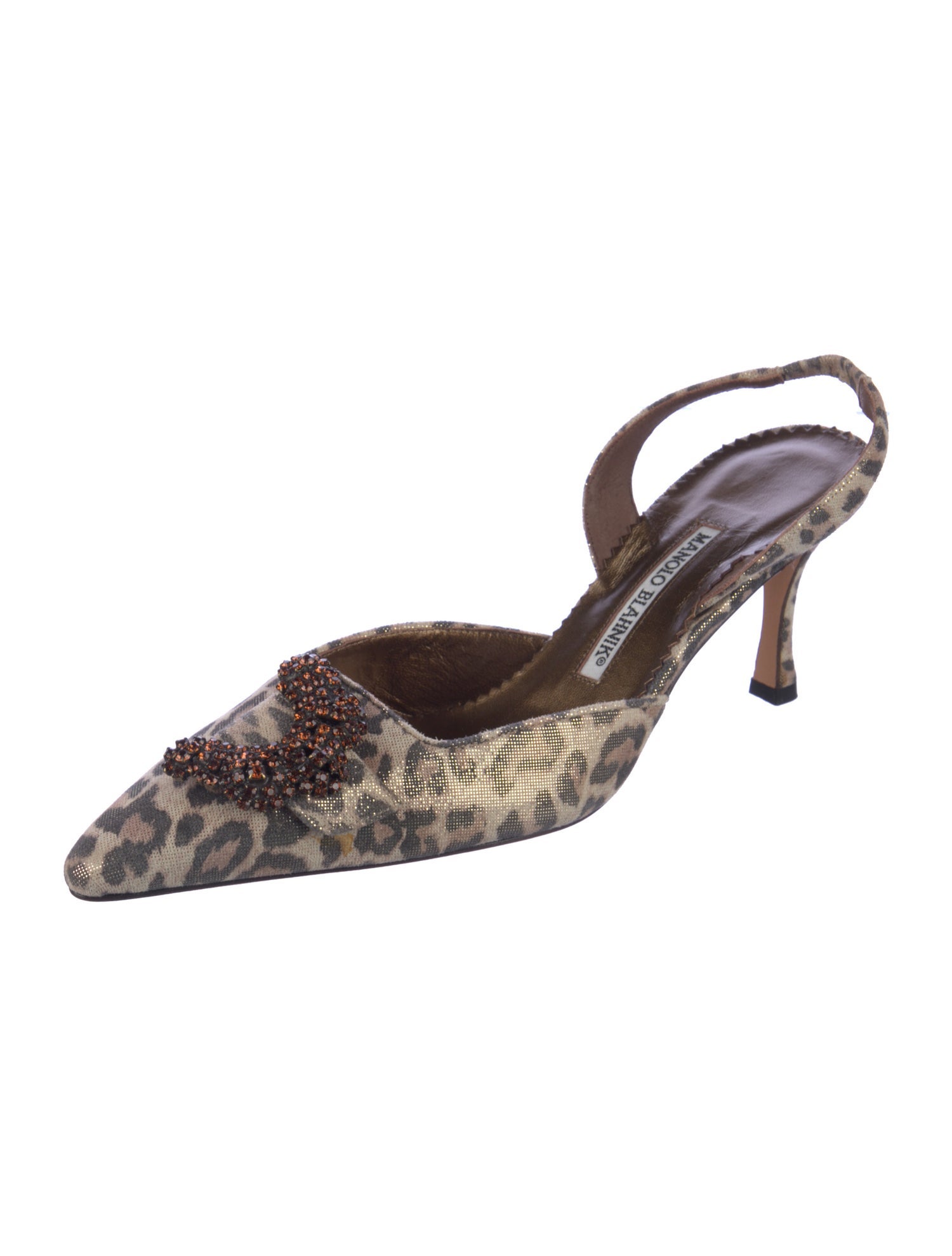 Manolo Blahnik Suede Animal Print Slingback Pumps