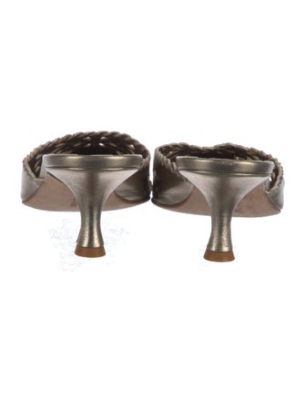 Manolo Blahnik Leather Lasercut Accents Mules