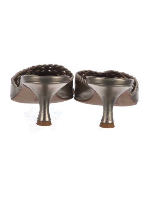 Manolo Blahnik Leather Lasercut Accents Mules