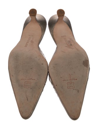 Manolo Blahnik Leather Lasercut Accents Mules