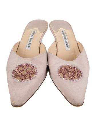 Manolo Blahnik Satin Beaded Accents Mules