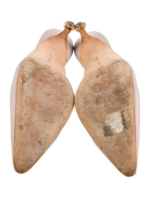 Manolo Blahnik Satin Beaded Accents Mules