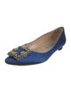 Manolo Blahnik Satin Crystal Embellishments Flats