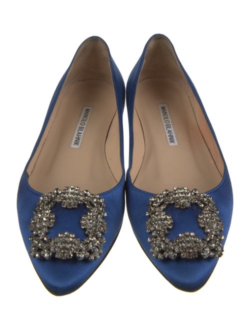 Manolo Blahnik Satin Crystal Embellishments Flats