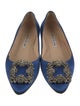 Manolo Blahnik Satin Crystal Embellishments Flats