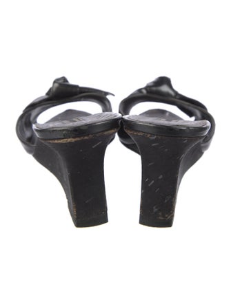 Manolo Blahnik Leather Bow Accents Slides