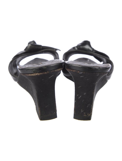 Manolo Blahnik Leather Bow Accents Slides