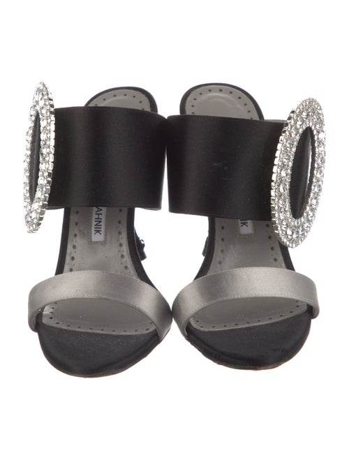 Manolo Blahnik Satin Colorblock Pattern Slides