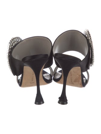 Manolo Blahnik Satin Colorblock Pattern Slides