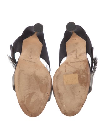 Manolo Blahnik Satin Colorblock Pattern Slides