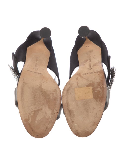 Manolo Blahnik Satin Colorblock Pattern Slides