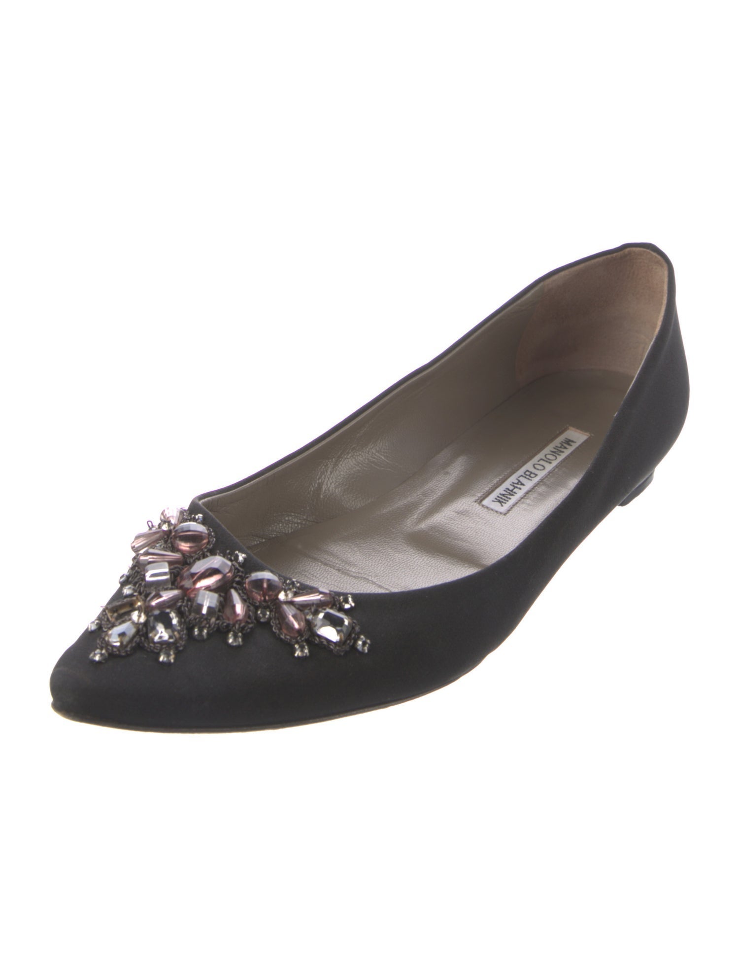 Manolo Blahnik Crystal Embellishments Flats