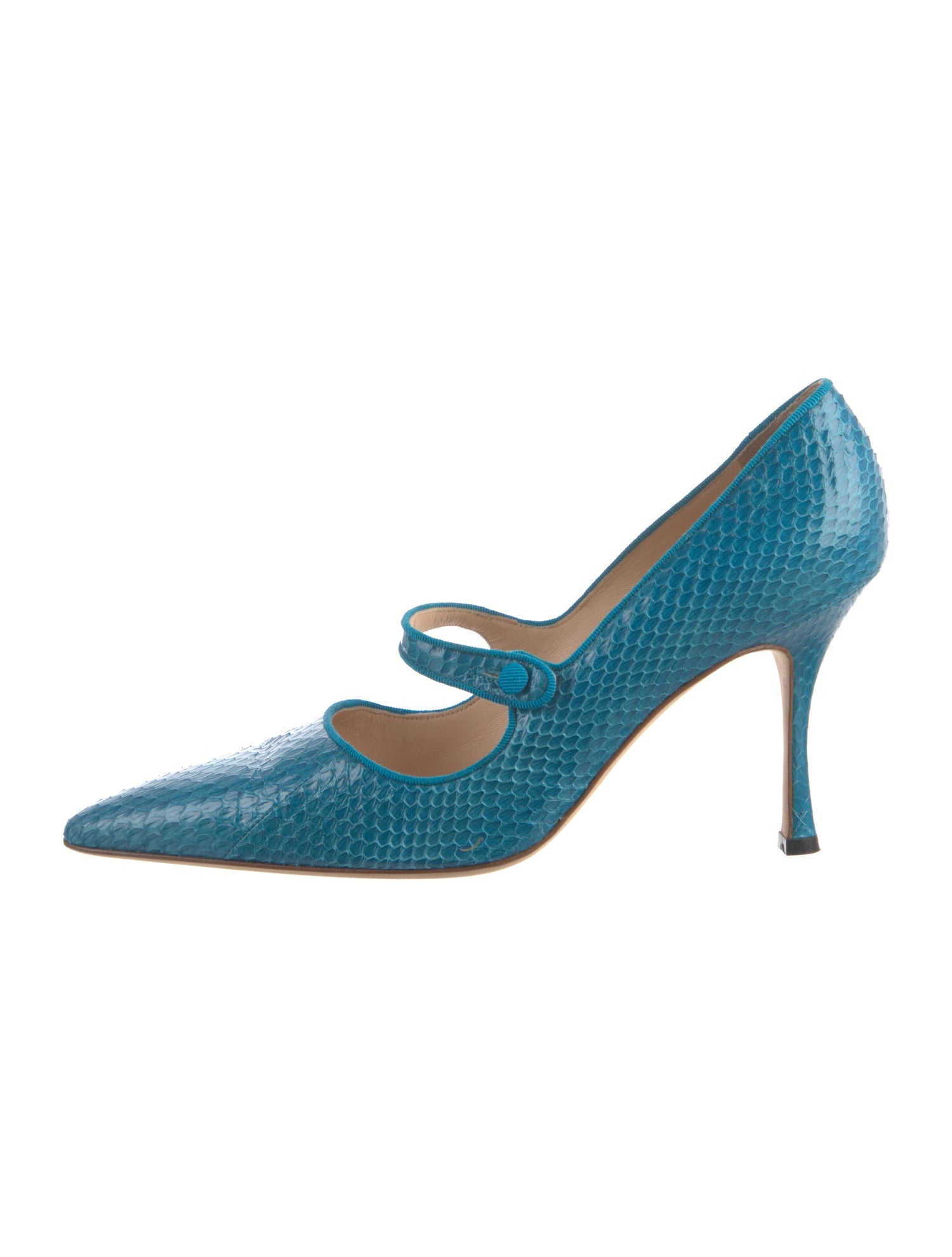 Manolo Blahnik Campari Snakeskin Pumps
