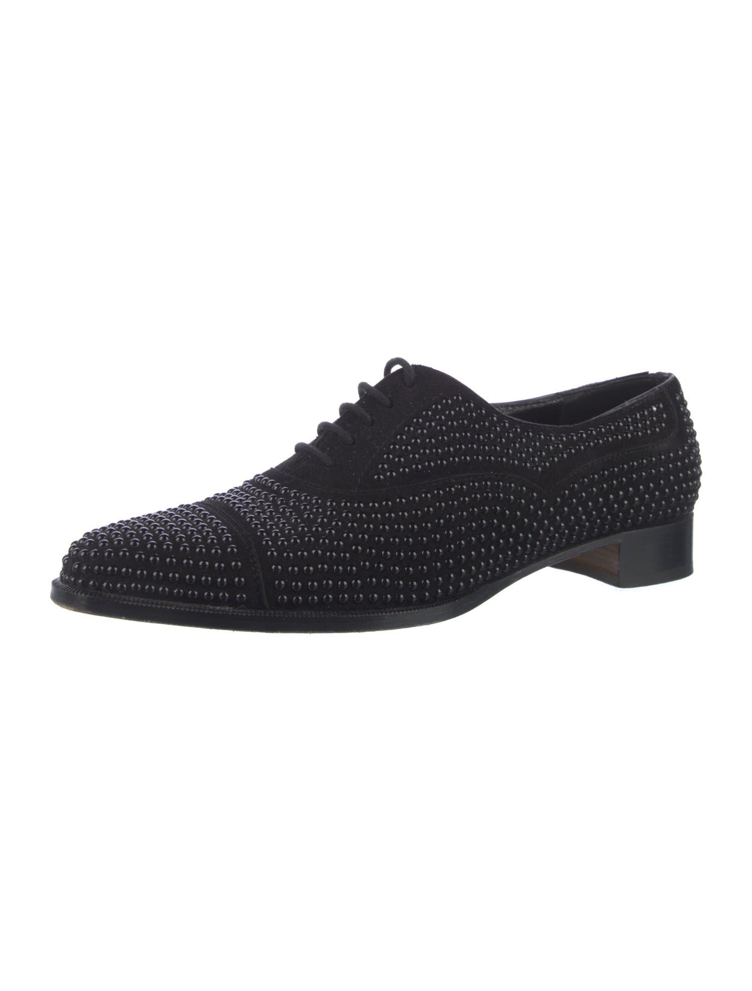Manolo Blahnik Suede Studded Accents Oxfords