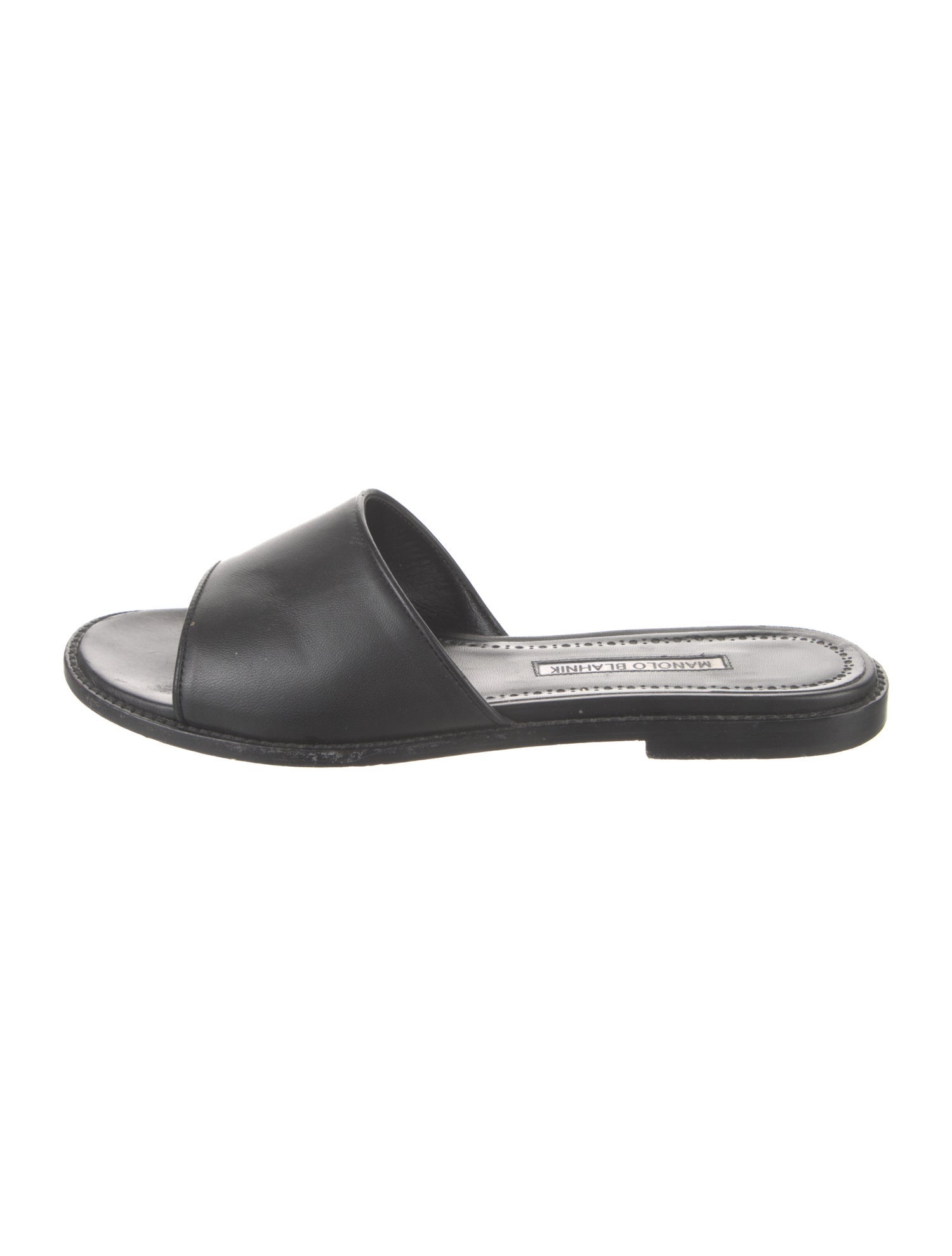 Manolo Blahnik Safianu Leather Slides