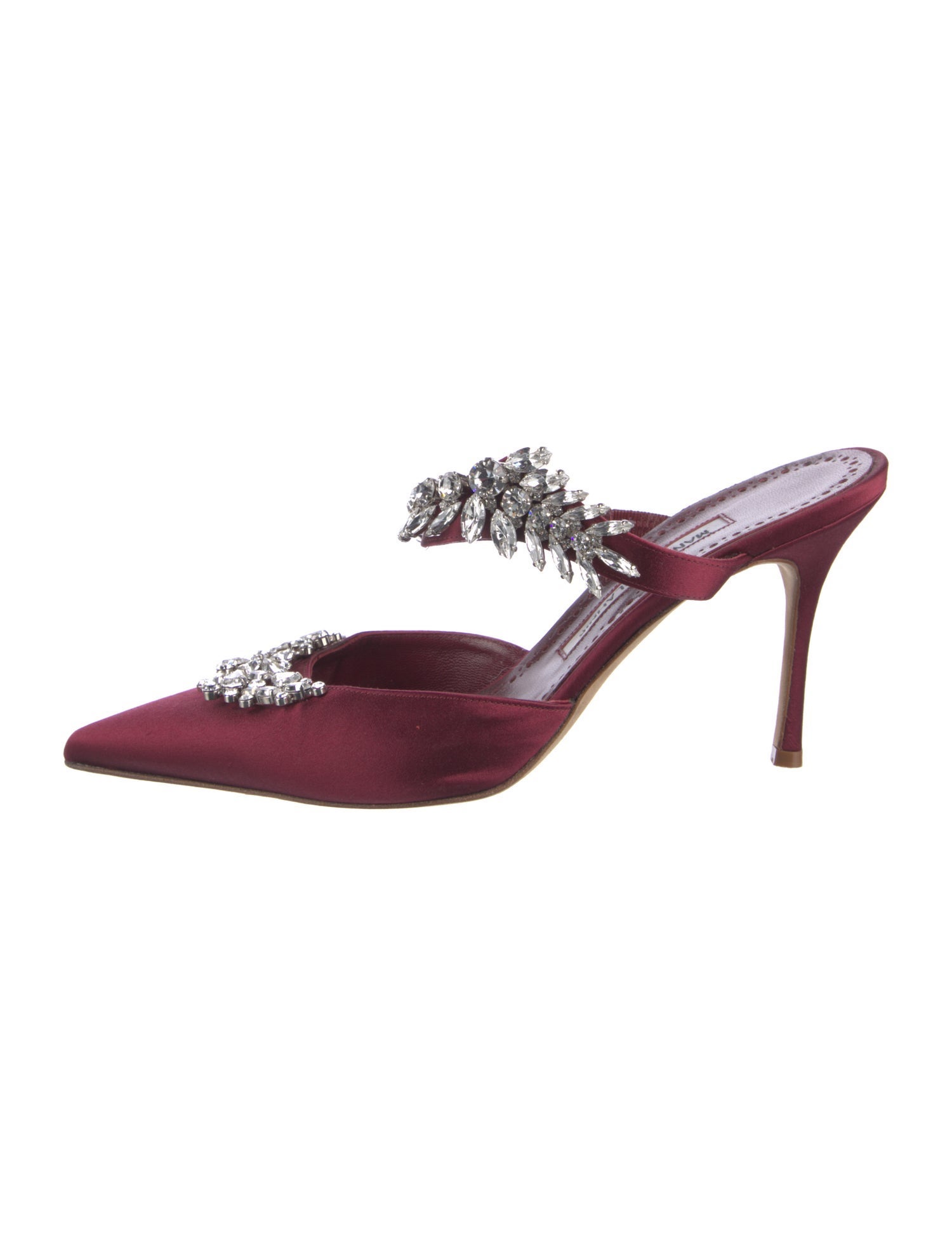 Manolo Blahnik Velvet Crystal Embellishments Mules