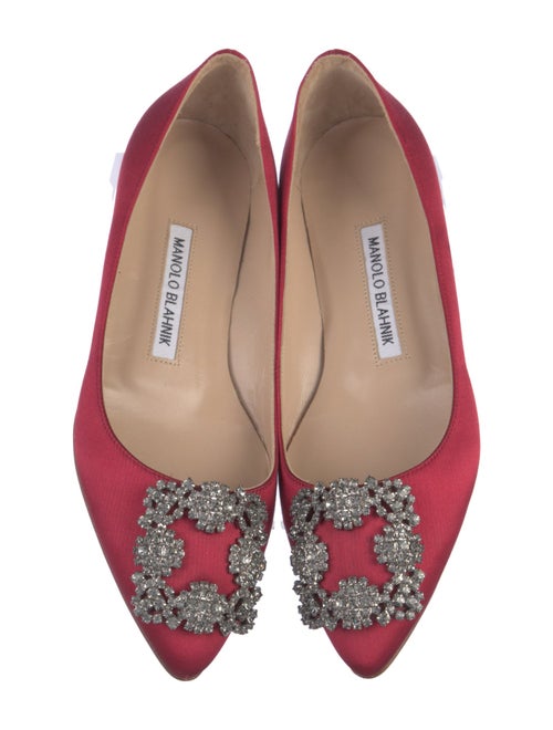 Manolo Blahnik Satin Crystal Embellishments Flats