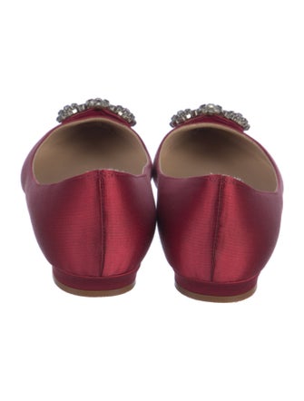 Manolo Blahnik Satin Crystal Embellishments Flats