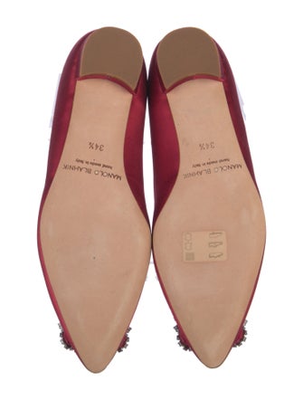 Manolo Blahnik Satin Crystal Embellishments Flats