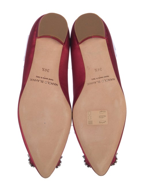 Manolo Blahnik Satin Crystal Embellishments Flats