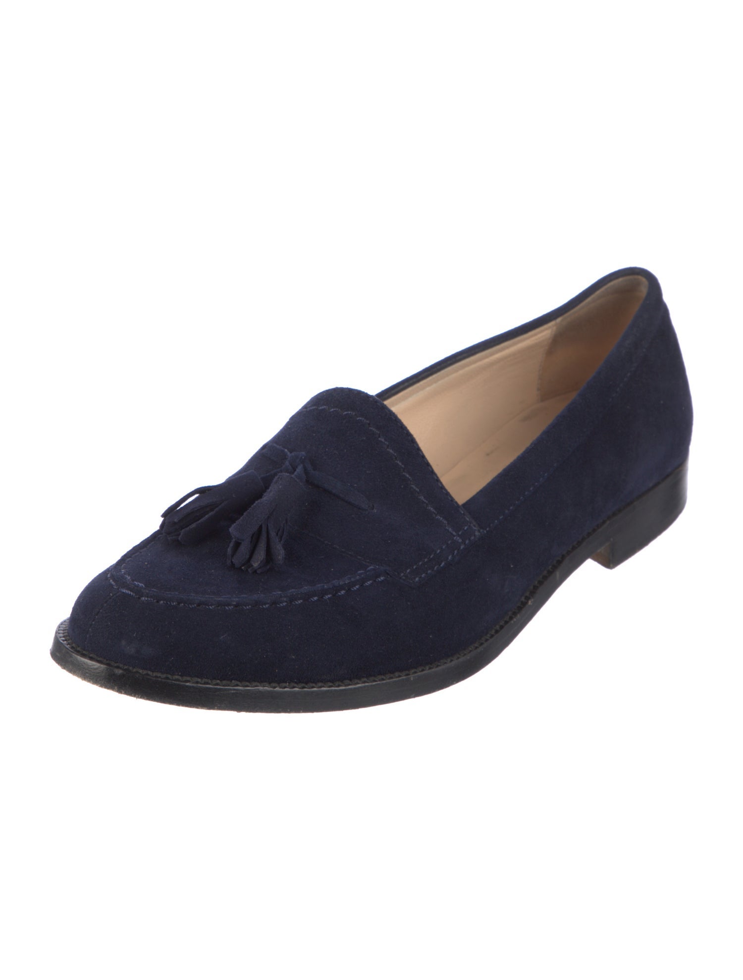 Manolo Blahnik Suede Tassel Accents Loafers