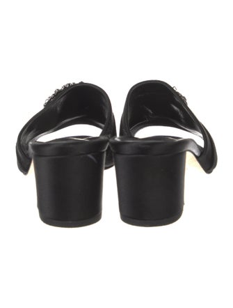 Manolo Blahnik Satin Crystal Embellishments Slides