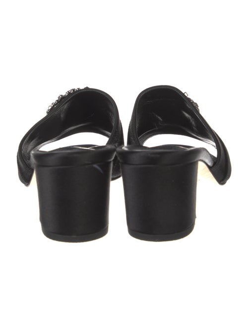 Manolo Blahnik Satin Crystal Embellishments Slides