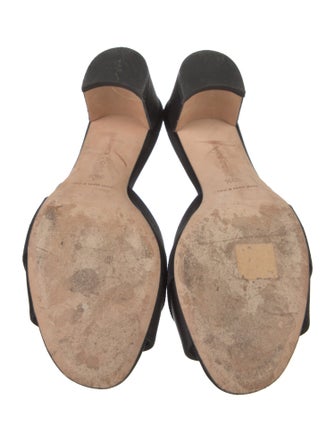 Manolo Blahnik Satin Crystal Embellishments Slides
