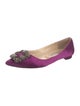 Manolo Blahnik Satin Crystal Embellishments Flats