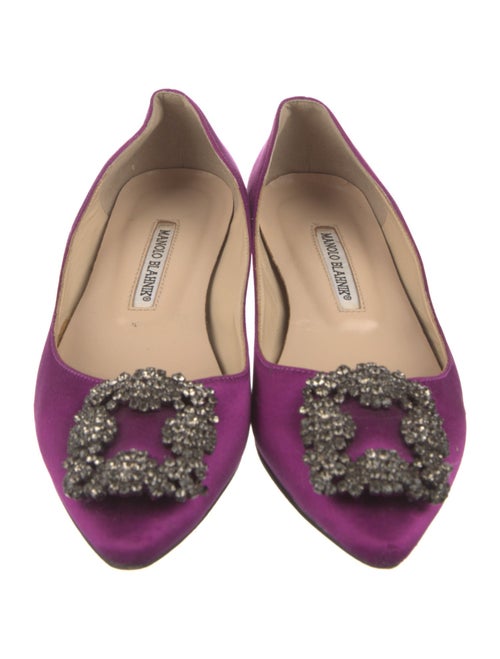Manolo Blahnik Satin Crystal Embellishments Flats