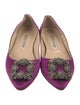 Manolo Blahnik Satin Crystal Embellishments Flats