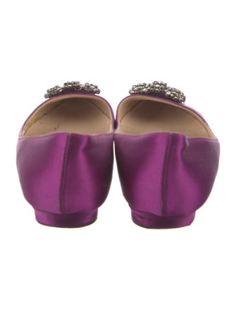 Manolo Blahnik Satin Crystal Embellishments Flats