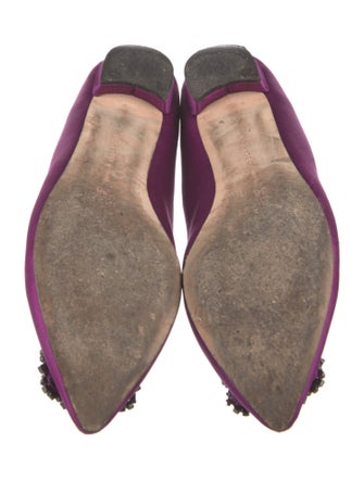 Manolo Blahnik Satin Crystal Embellishments Flats