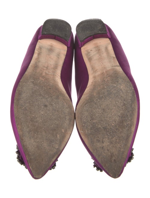 Manolo Blahnik Satin Crystal Embellishments Flats