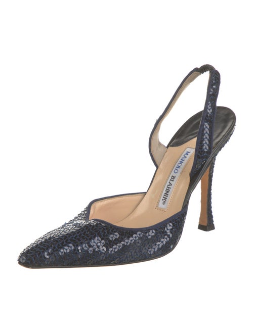 Manolo Blahnik Sequins Animal Print Slingback Pumps