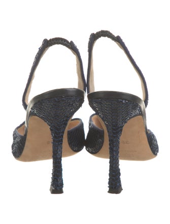Manolo Blahnik Sequins Animal Print Slingback Pumps