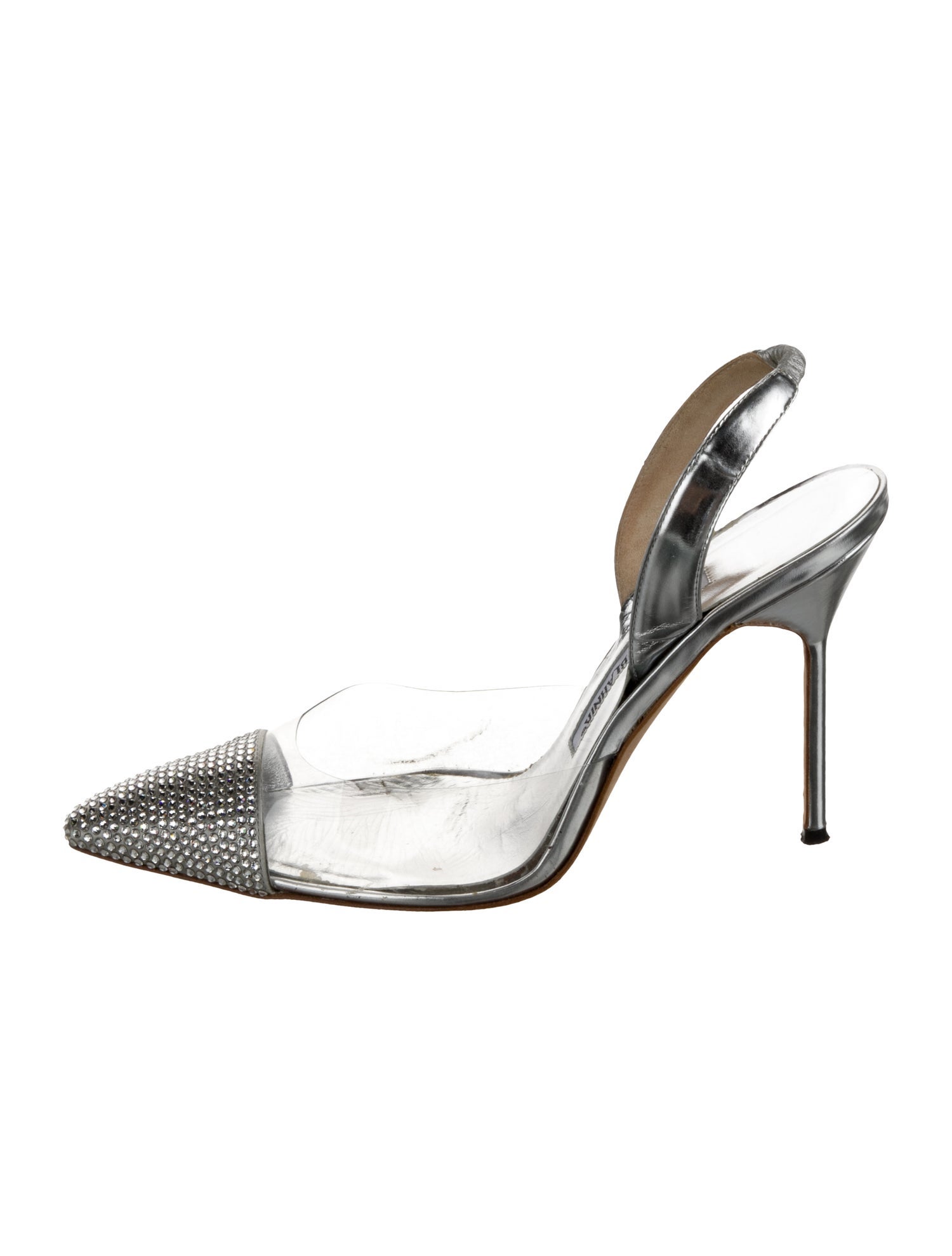 Manolo Blahnik PVC Crystal Embellishments Slingback Pumps