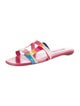 Manolo Blahnik Leather Printed Slides