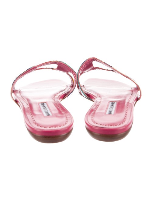 Manolo Blahnik Leather Printed Slides