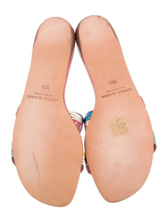Manolo Blahnik Leather Printed Slides