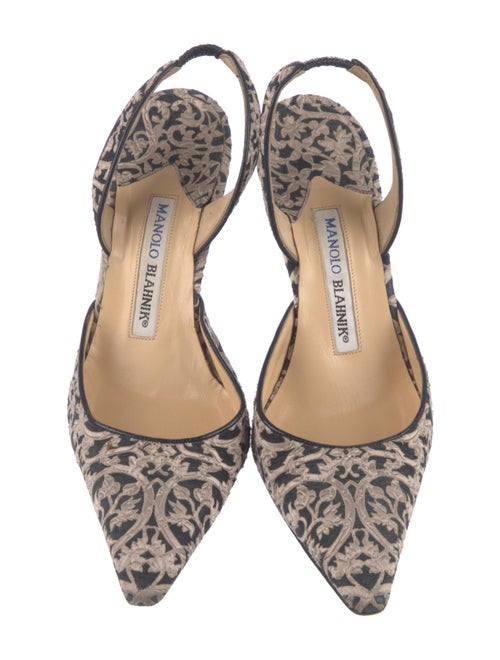 Manolo Blahnik Carolyne Floral Print Slingback Pumps