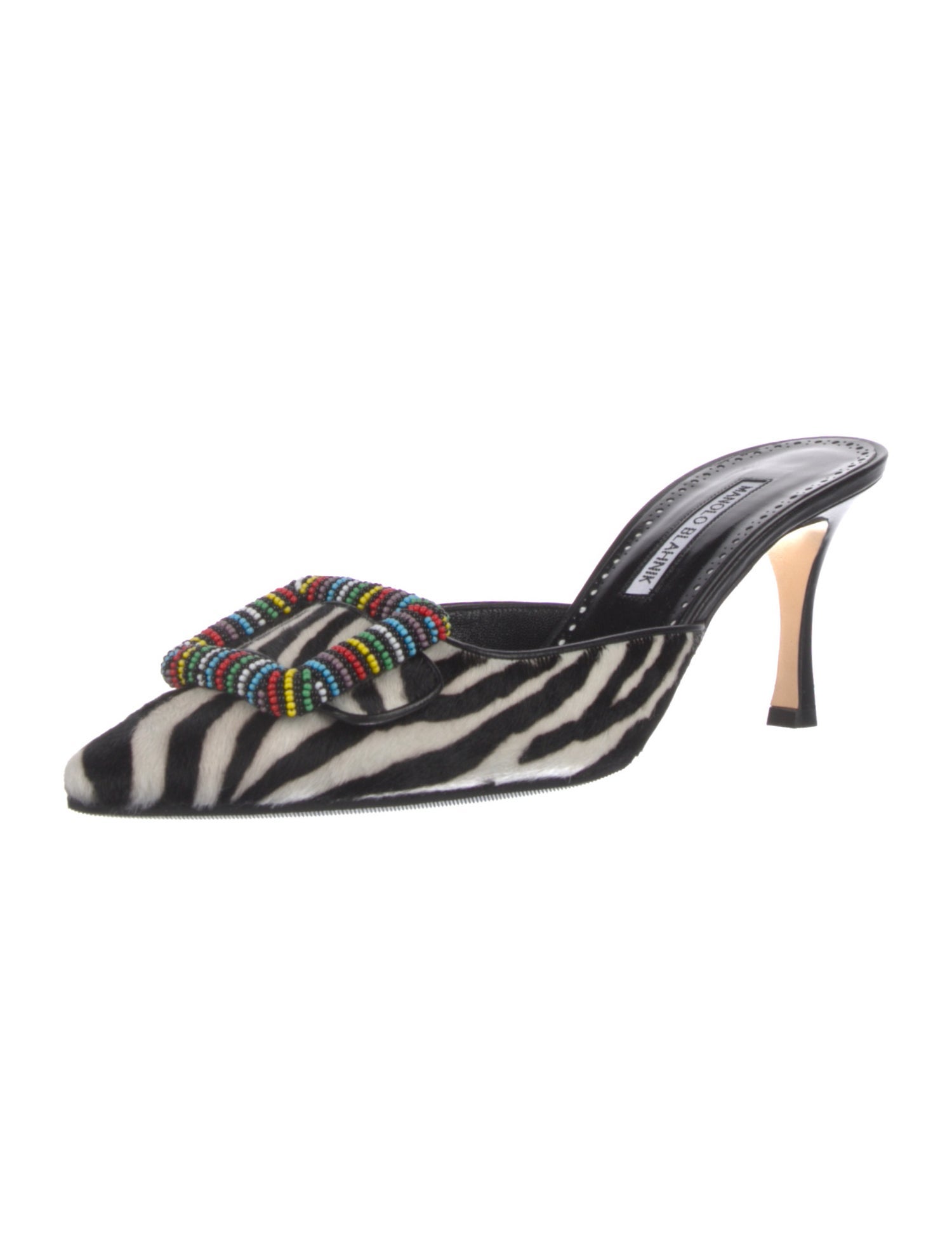 Manolo Blahnik Ponyhair Animal Print Mules w/ Tags