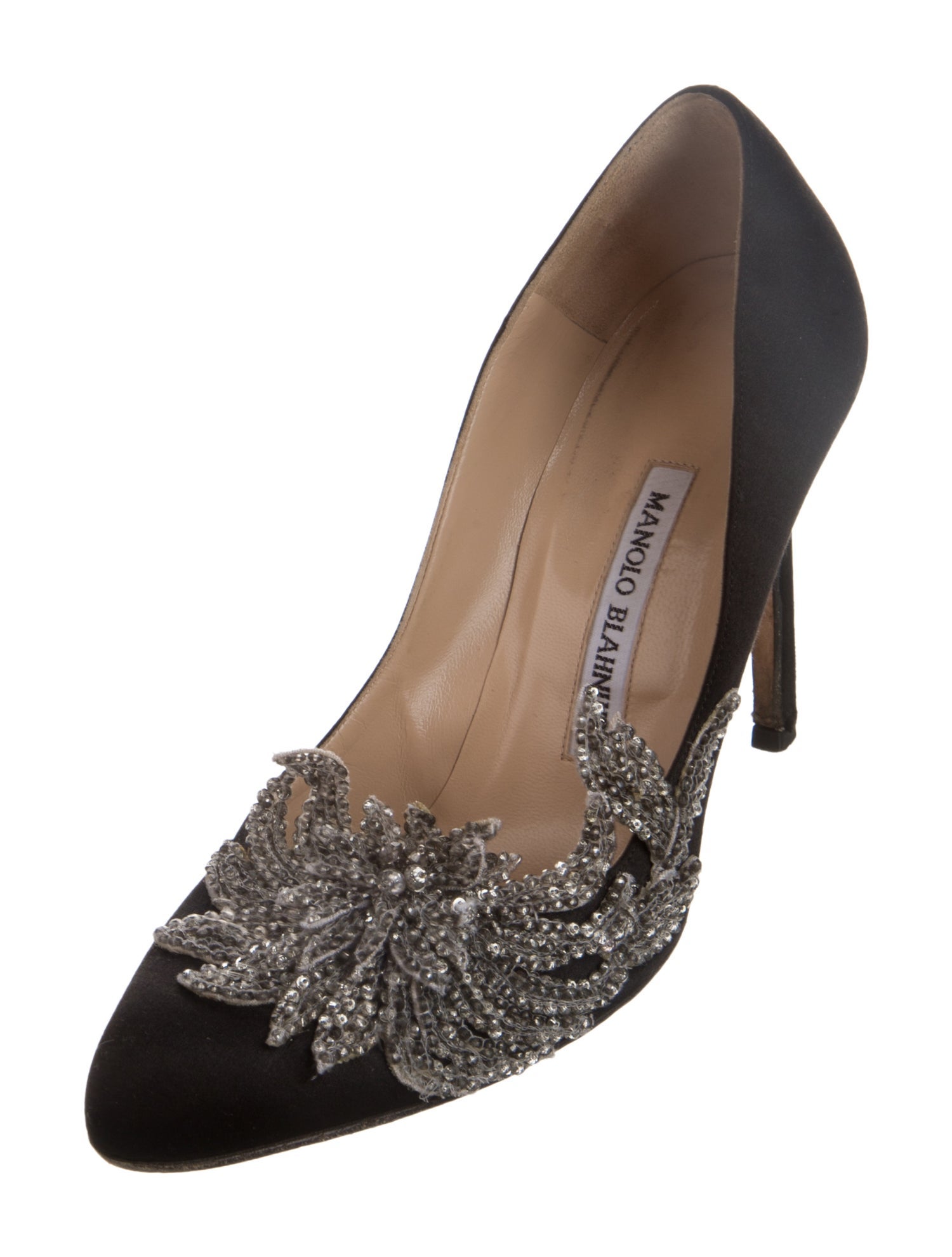 Manolo Blahnik Swan Satin Pumps