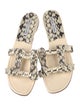 Manolo Blahnik Leather Animal Print Slides
